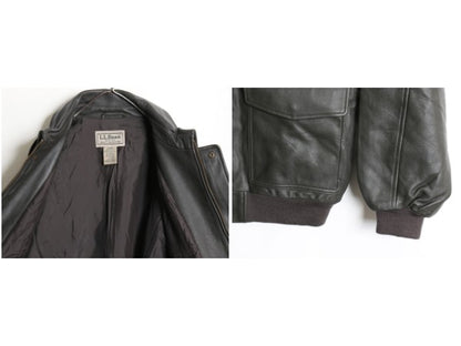 エルエルビーン A-2 タイプ 本革 レザー フライト ジャケット メンズ XL 革ジャン ゴートスキン ボンバー ブルゾン 中綿 大きいサイズ 黒 