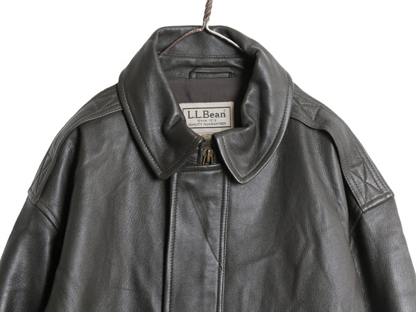 エルエルビーン A-2 タイプ 本革 レザー フライト ジャケット メンズ XL 革ジャン ゴートスキン ボンバー ブルゾン 中綿 大きいサイズ 黒 