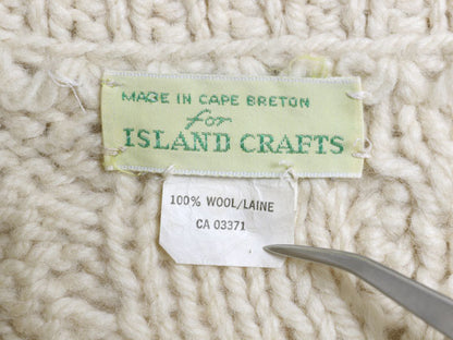 80s カナダ製 Island Crafts フィッシャーマン ニット セーター メンズ S レディース M 程/ ヴィンテージ ウール ハンドメイド ナチュラル