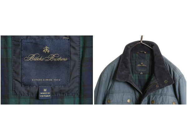 ブルックスブラザーズ モーターサイクル ジャケット メンズ M 中綿 コットン ブリティッシュミレレイン ハーフ コート ブルゾン ハイネック