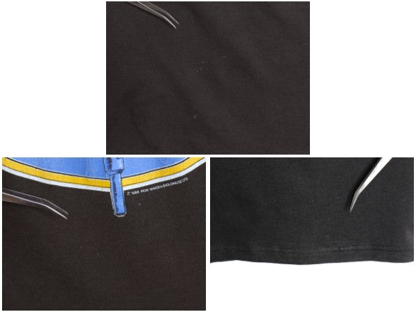 80s USA製 ★ アイアンメイデン ツアー イラスト プリント Tシャツ メンズ L 程 古着 ヴィンテージ 当時物 バンド メタル ロック スカル 黒
