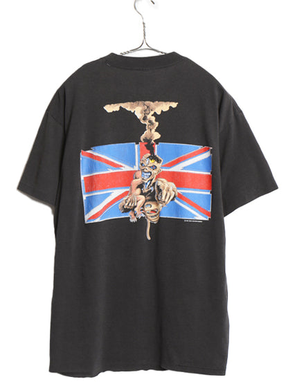 80s USA製 ★ アイアンメイデン ツアー イラスト プリント Tシャツ メンズ L 程 古着 ヴィンテージ 当時物 バンド メタル ロック スカル 黒