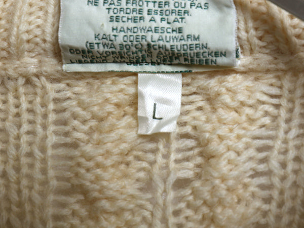 アイルランド製 Carraig Donn フルジップ フィッシャーマン ニット セーター メンズ レディース L ウール アラン ジャケット カーディガン