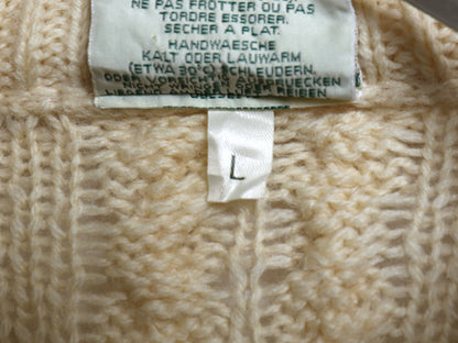 アイルランド製 Carraig Donn フルジップ フィッシャーマン ニット セーター メンズ レディース L ウール アラン ジャケット カーディガン