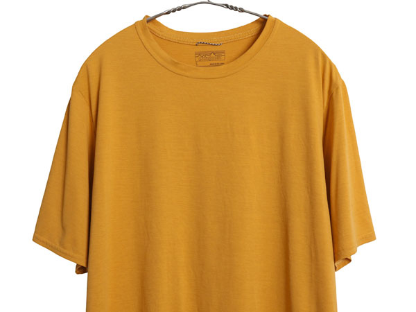 パタゴニア キャプリーン 半袖 Tシャツ メンズ L / アウトドア ストレッチ アンダーシャツ カットソー インナー スムース 素材 マスタード