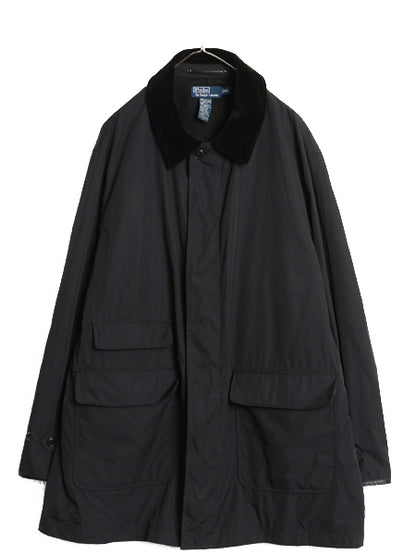 00s ポロ ラルフローレン ナイロン ハーフ コート メンズ XXL / オールド ハンティング ジャケット フルジップ ジャンパー 大きいサイズ 黒