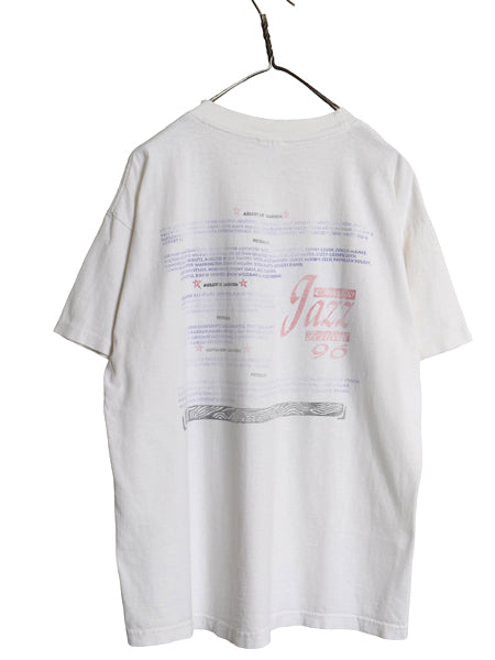 90s USA製 ジャズ フェス アート イラスト 両面 プリント Tシャツ メンズ XL / オールド シングルステッチ 音楽 グラフィック 大きいサイズ