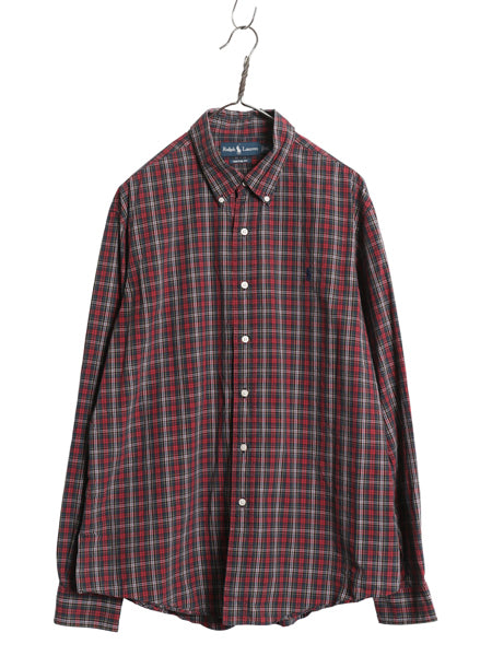 00s ラルフローレン チェック 長袖 ボタンダウン シャツ メンズ XL / オールド ポロ 長袖シャツ コットン マルチカラー 大きいサイズ 薄手