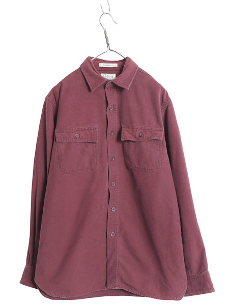 エルエルビーン シャモア クロス 長袖 シャツ メンズ M 古着 ネルシャツ TRADITIONAL FIT ヘビーウェイト コットン ネルシャツ 無地 エンジ