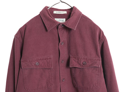 エルエルビーン シャモア クロス 長袖 シャツ メンズ M 古着 ネルシャツ TRADITIONAL FIT ヘビーウェイト コットン ネルシャツ 無地 エンジ