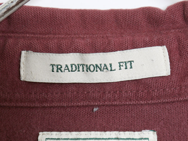 エルエルビーン シャモア クロス 長袖 シャツ メンズ M 古着 ネルシャツ TRADITIONAL FIT ヘビーウェイト コットン ネルシャツ 無地 エンジ