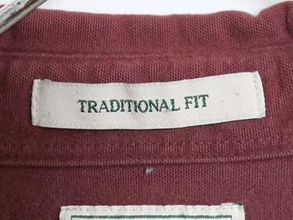 エルエルビーン シャモア クロス 長袖 シャツ メンズ M 古着 ネルシャツ TRADITIONAL FIT ヘビーウェイト コットン ネルシャツ 無地 エンジ