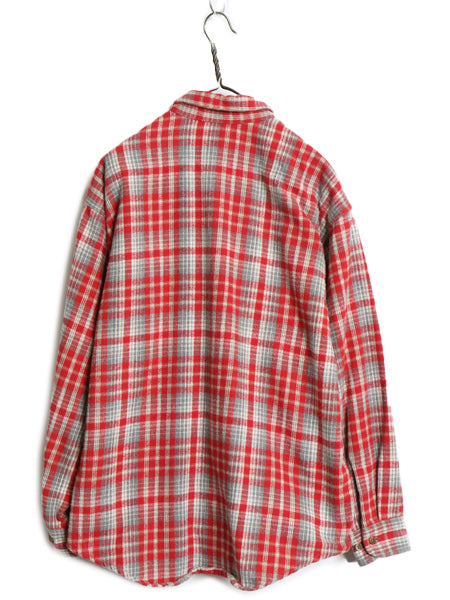 90s セントジョンズベイ チェック 長袖 ヘビー フランネル シャツ メンズ L / オールド JCPenney ネルシャツ マルチカラー ヘビーウェイト