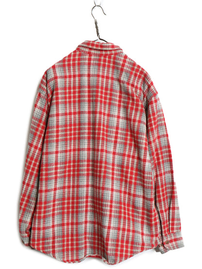 90s セントジョンズベイ チェック 長袖 ヘビー フランネル シャツ メンズ L / オールド JCPenney ネルシャツ マルチカラー ヘビーウェイト