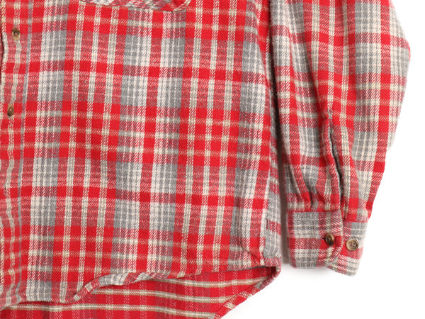 90s セントジョンズベイ チェック 長袖 ヘビー フランネル シャツ メンズ L / オールド JCPenney ネルシャツ マルチカラー ヘビーウェイト
