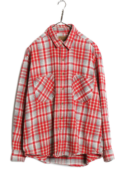 90s セントジョンズベイ チェック 長袖 ヘビー フランネル シャツ メンズ L / オールド JCPenney ネルシャツ マルチカラー ヘビーウェイト