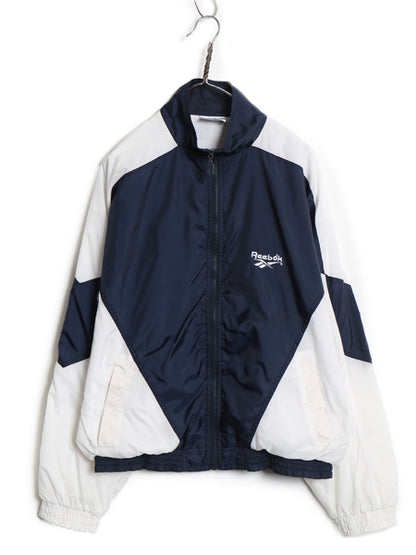 90s リーボック フルジップ ナイロン トラック ジャケット メンズ XL / 古着 オールド ウインドブレーカー ブルゾン ツートン 大きいサイズ