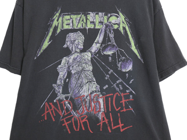 メタリカ イラスト プリント Tシャツ メンズ M 古着 オフィシャル バンド ロック メタル グラフィック アート ヘビーウェイト 黒 ヘインズ