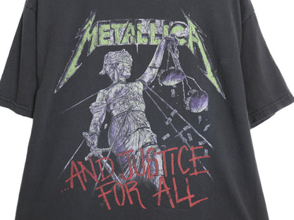 メタリカ イラスト プリント Tシャツ メンズ M 古着 オフィシャル バンド ロック メタル グラフィック アート ヘビーウェイト 黒 ヘインズ