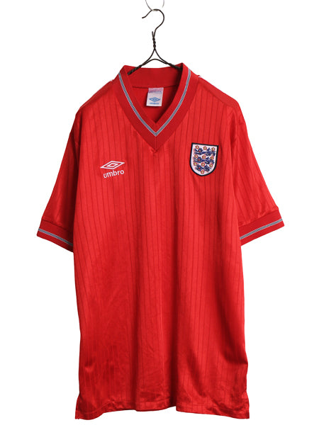 80s イギリス製 ☆ アンブロ イングランド 代表 サッカー ユニフォーム メンズ L / 古着 オールド 84 ~ 87 当時物 ナショナル アウェイ 赤