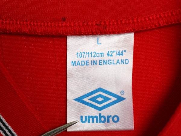 80s イギリス製 ☆ アンブロ イングランド 代表 サッカー ユニフォーム メンズ L / 古着 オールド 84 ~ 87 当時物 ナショナル アウェイ 赤
