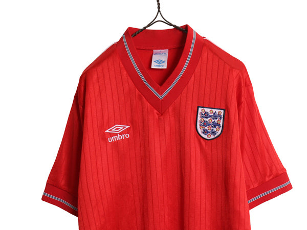 80s イギリス製 ☆ アンブロ イングランド 代表 サッカー ユニフォーム メンズ L / 古着 オールド 84 ~ 87 当時物 ナショナル アウェイ 赤