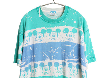 80s USA製 ミッキー オールオーバー プリント Tシャツ メンズ レディース XL 程 ヴィンテージ キャラクター ディズニー 総柄 大きいサイズ