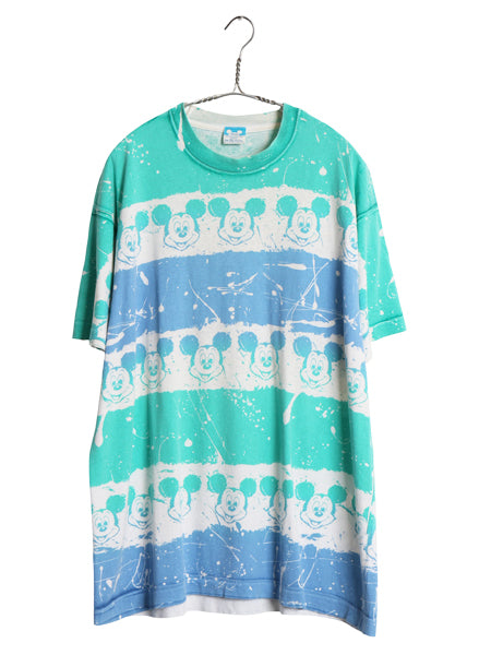 80s USA製 ミッキー オールオーバー プリント Tシャツ メンズ レディース XL 程 ヴィンテージ キャラクター ディズニー 総柄 大きいサイズ