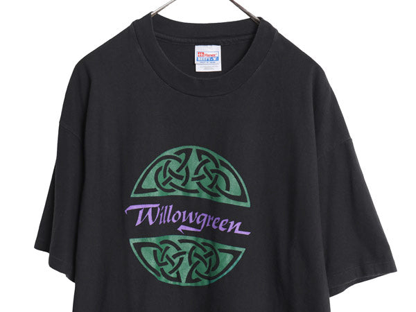 90s USA製 Willowgreen アート イラスト プリント Tシャツ メンズ XL / オールド 音楽 ヘビーウェイト シングルステッチ 黒 大きいサイズ