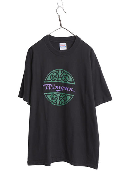 90s USA製 Willowgreen アート イラスト プリント Tシャツ メンズ XL / オールド 音楽 ヘビーウェイト シングルステッチ 黒 大きいサイズ