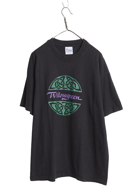 90s USA製 Willowgreen アート イラスト プリント Tシャツ メンズ XL / オールド 音楽 ヘビーウェイト シングルステッチ 黒 大きいサイズ