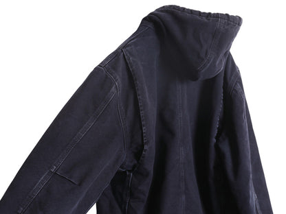 US企画 カーハート ダック シエラ ジャケット メンズ L / ワーク フルジップ フード パーカー 裏 ボア パイル フリース ブルゾン ネイビー