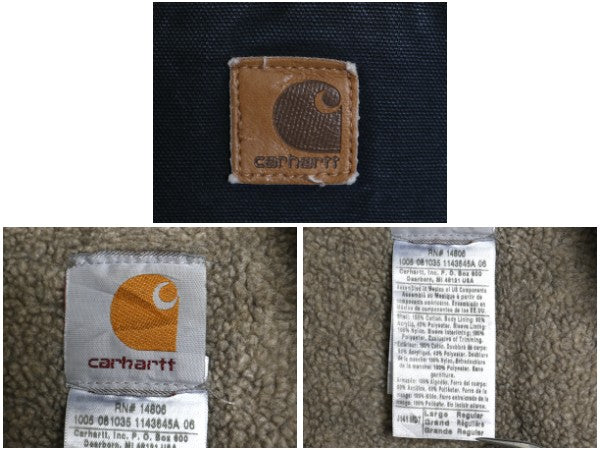 US企画 カーハート ダック シエラ ジャケット メンズ L / ワーク フルジップ フード パーカー 裏 ボア パイル フリース ブルゾン ネイビー