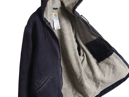 US企画 カーハート ダック シエラ ジャケット メンズ L / ワーク フルジップ フード パーカー 裏 ボア パイル フリース ブルゾン ネイビー