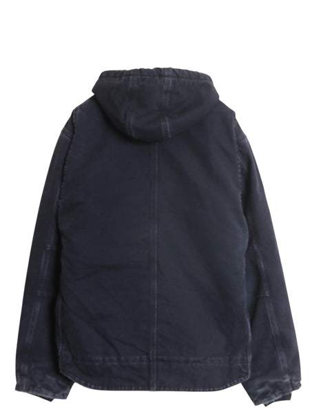 US企画 カーハート ダック シエラ ジャケット メンズ L / ワーク フルジップ フード パーカー 裏 ボア パイル フリース ブルゾン ネイビー