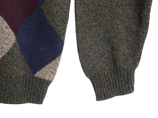 90s USA製 セントジョンズベイ アーガイル ニット セーター メンズ XL / 古着 オールド コットン アクリル 総柄 長袖ニット 大きいサイズ