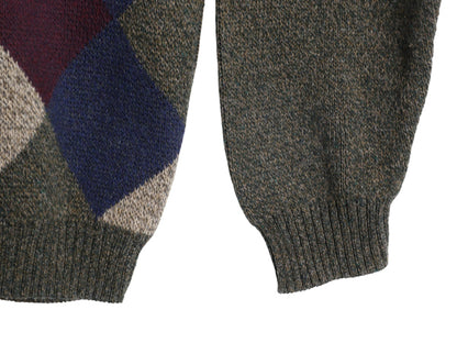 90s USA製 セントジョンズベイ アーガイル ニット セーター メンズ XL / 古着 オールド コットン アクリル 総柄 長袖ニット 大きいサイズ