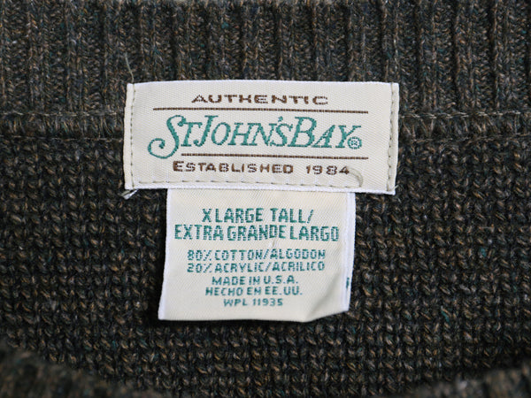 90s USA製 セントジョンズベイ アーガイル ニット セーター メンズ XL / 古着 オールド コットン アクリル 総柄 長袖ニット 大きいサイズ