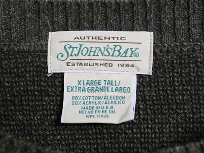 90s USA製 セントジョンズベイ アーガイル ニット セーター メンズ XL / 古着 オールド コットン アクリル 総柄 長袖ニット 大きいサイズ