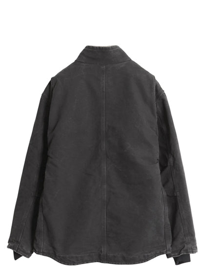 US企画 カーハート モックネック 裏 ボア ダック ジャケット メンズ M / CARHARTT ワーク パイル フリース フルジップ ブルゾン ブラック