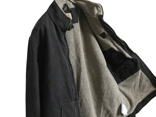 US企画 カーハート モックネック 裏 ボア ダック ジャケット メンズ M / CARHARTT ワーク パイル フリース フルジップ ブルゾン ブラック