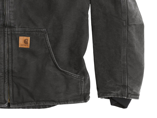 US企画 カーハート モックネック 裏 ボア ダック ジャケット メンズ M / CARHARTT ワーク パイル フリース フルジップ ブルゾン ブラック