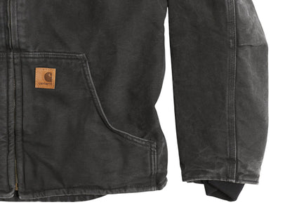 US企画 カーハート モックネック 裏 ボア ダック ジャケット メンズ M / CARHARTT ワーク パイル フリース フルジップ ブルゾン ブラック