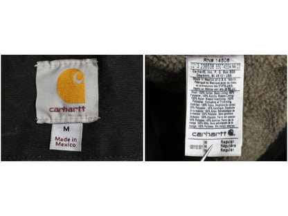 US企画 カーハート モックネック 裏 ボア ダック ジャケット メンズ M / CARHARTT ワーク パイル フリース フルジップ ブルゾン ブラック