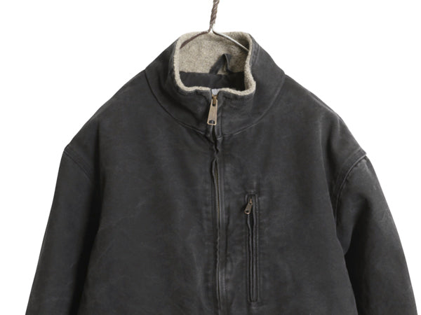 US企画 カーハート モックネック 裏 ボア ダック ジャケット メンズ M / CARHARTT ワーク パイル フリース フルジップ ブルゾン ブラック