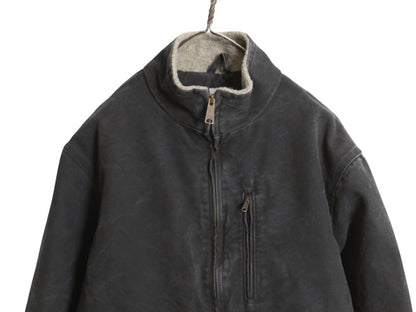 US企画 カーハート モックネック 裏 ボア ダック ジャケット メンズ M / CARHARTT ワーク パイル フリース フルジップ ブルゾン ブラック