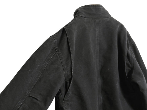 US企画 カーハート モックネック 裏 ボア ダック ジャケット メンズ M / CARHARTT ワーク パイル フリース フルジップ ブルゾン ブラック