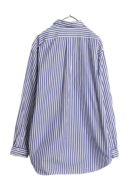 90s ラルフローレン ストライプ 長袖 ボタンダウン シャツ メンズ XL オールド ポロ コットン ワイシャツ クッキー クレスト 大きいサイズ