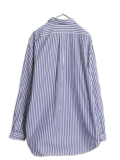 90s ラルフローレン ストライプ 長袖 ボタンダウン シャツ メンズ XL オールド ポロ コットン ワイシャツ クッキー クレスト 大きいサイズ