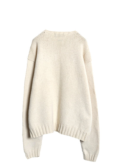 90s ポロ ラルフローレン Vネック ニット セーター メンズ XXL / オールド ウール ハンドメイド ナチュラル ポニー無し 無地 大きいサイズ